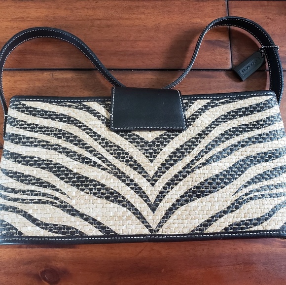 Coach Woven Straw & Leather Handbag (style #6184) - Picture 4 of 6